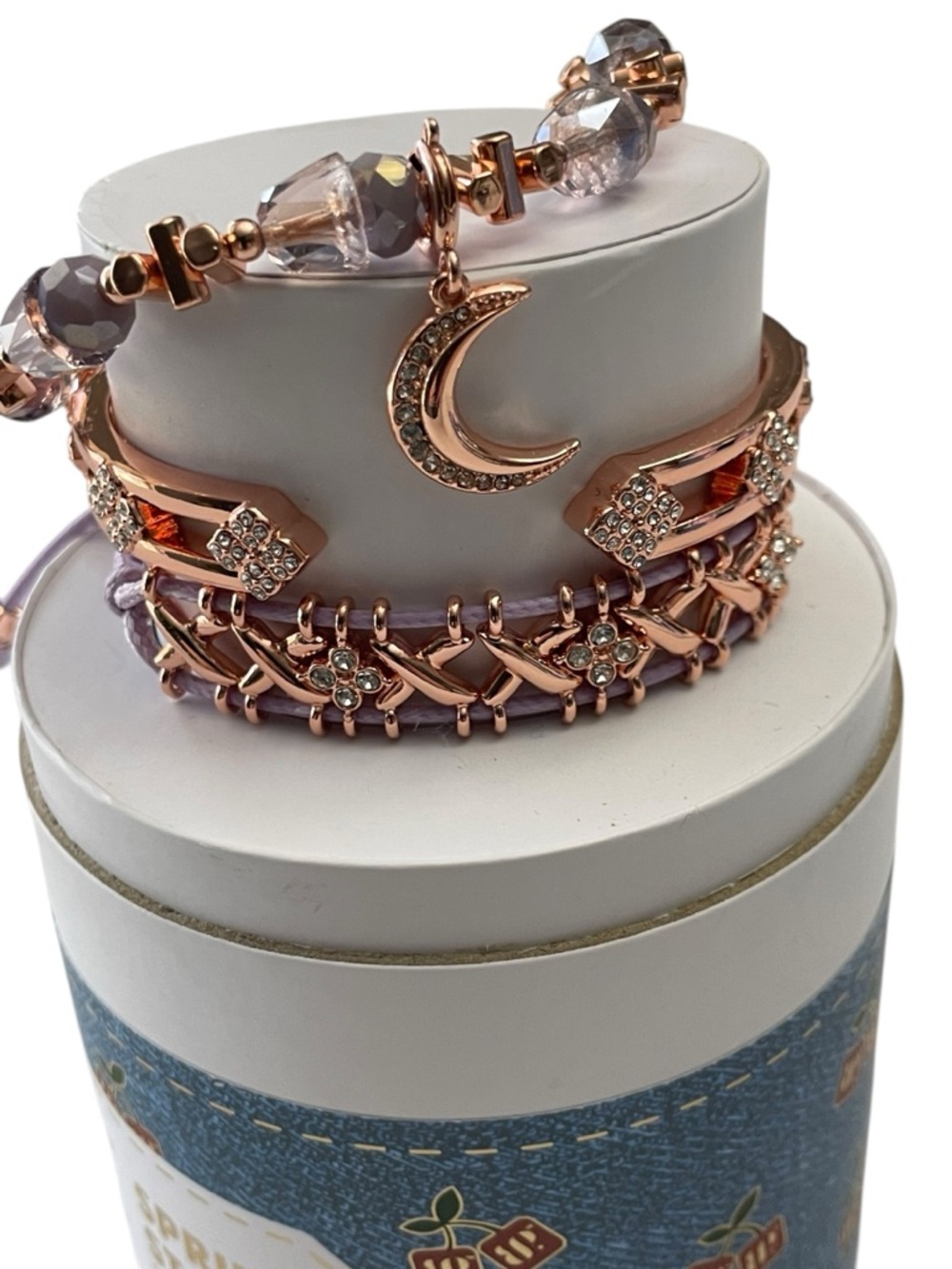 Bomb Party Spring Stack 2026 “Lunar Elegance” Moon ST52669 CZ Rose Gold Plating